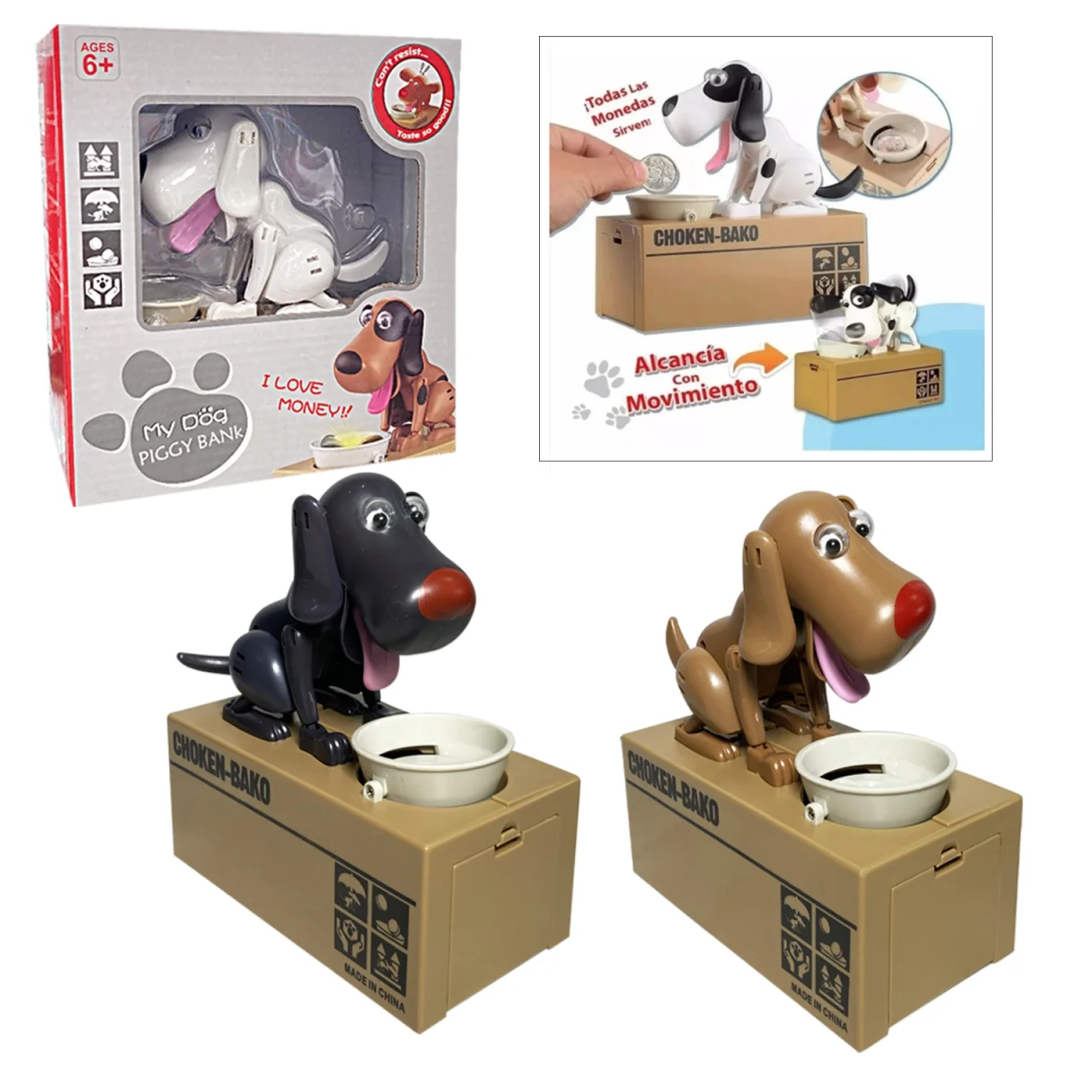 ALCANCIA PERRO TRAGA MONEDAS CON MOVIMIENTO