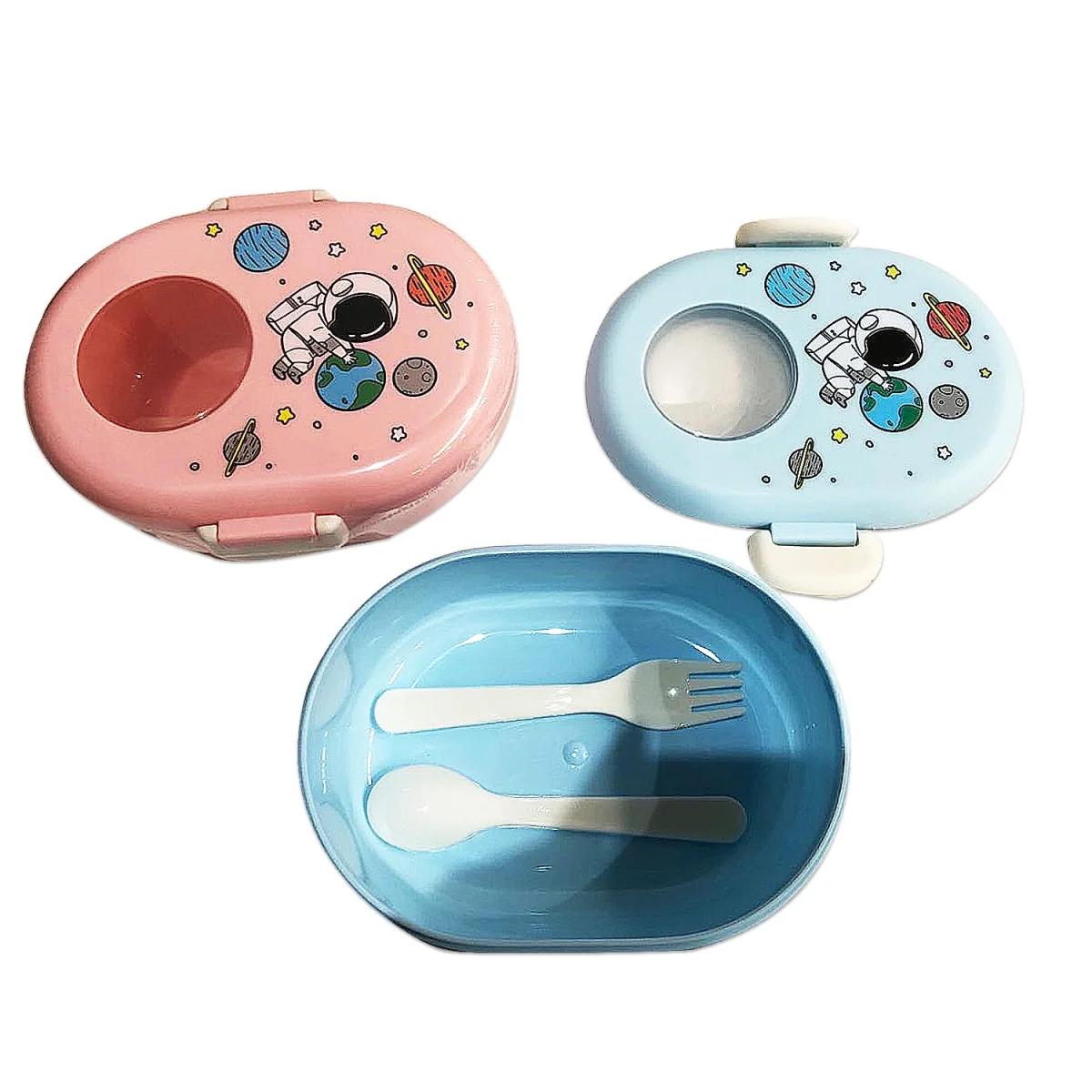 LONCHERA INFANTIL ASTRONAUTA CON CUBIERTOS