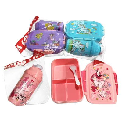 LONCHERA 3 PUESTOS CON CUCHARA Y TERMO INFANTIL NIÑA