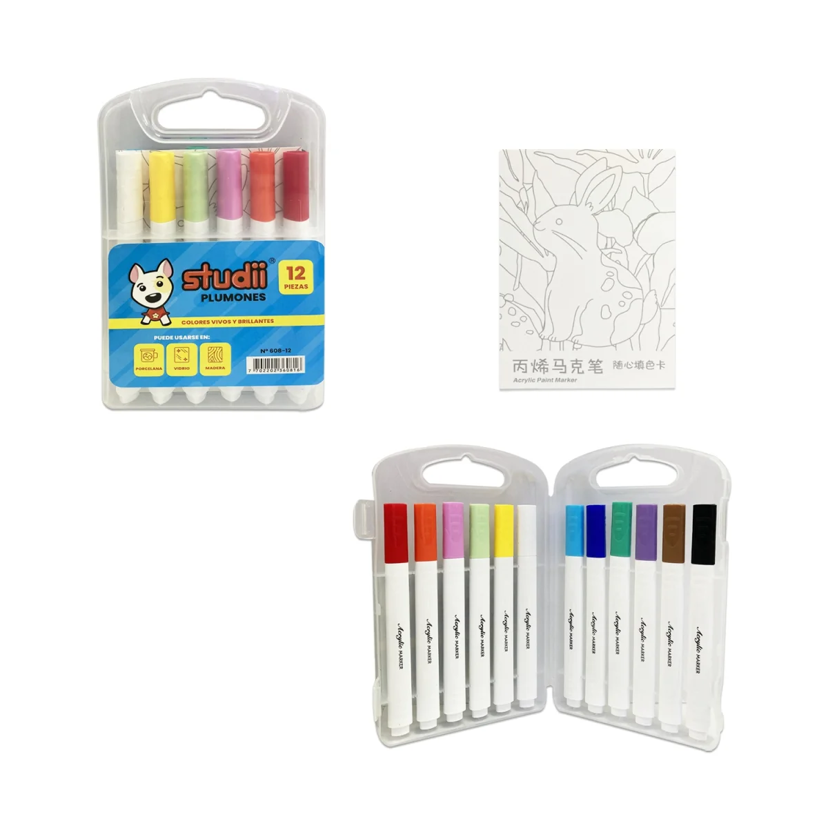 SET PLUMONES ACRILICOS X12 (CJX36)