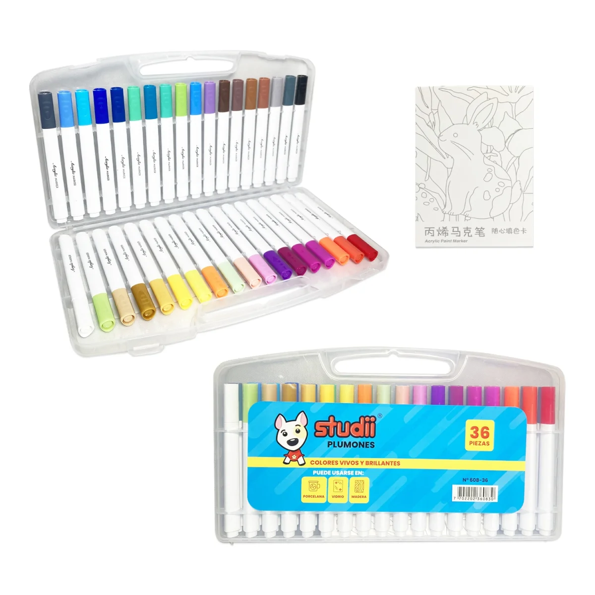 SET PLUMONES ACRILICOS X36 (CJX12)