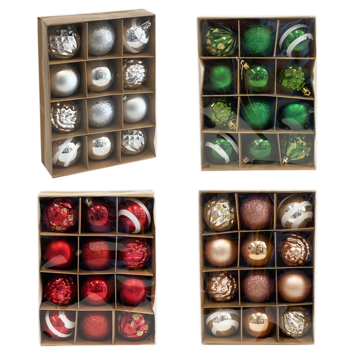 BOLAS NAVIDEÑAS X12 SURTIDA 6CM