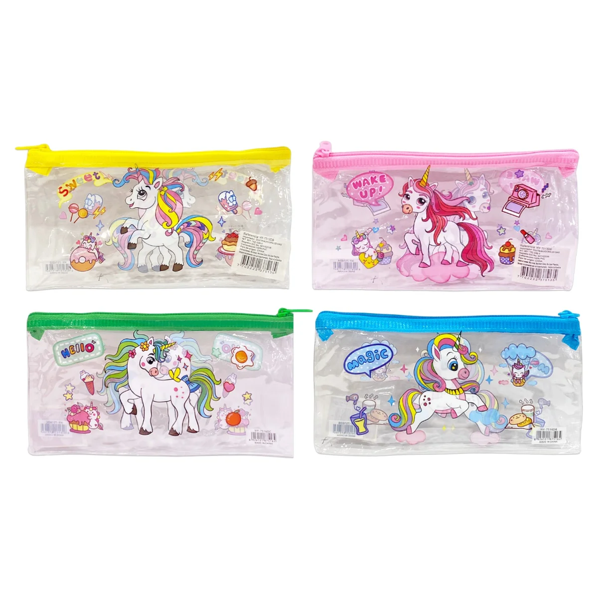 CARTUCHERA TRANSPARENTE UNICORNIO (PQTX12)