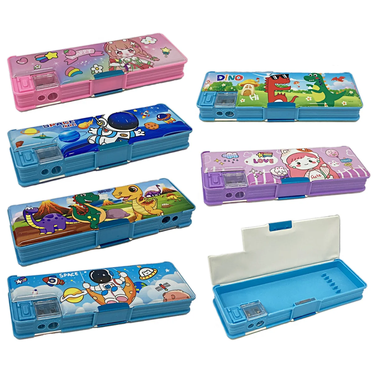 CARTUCHERA PLASTICA INFANTIL CON SACAPUNTAS