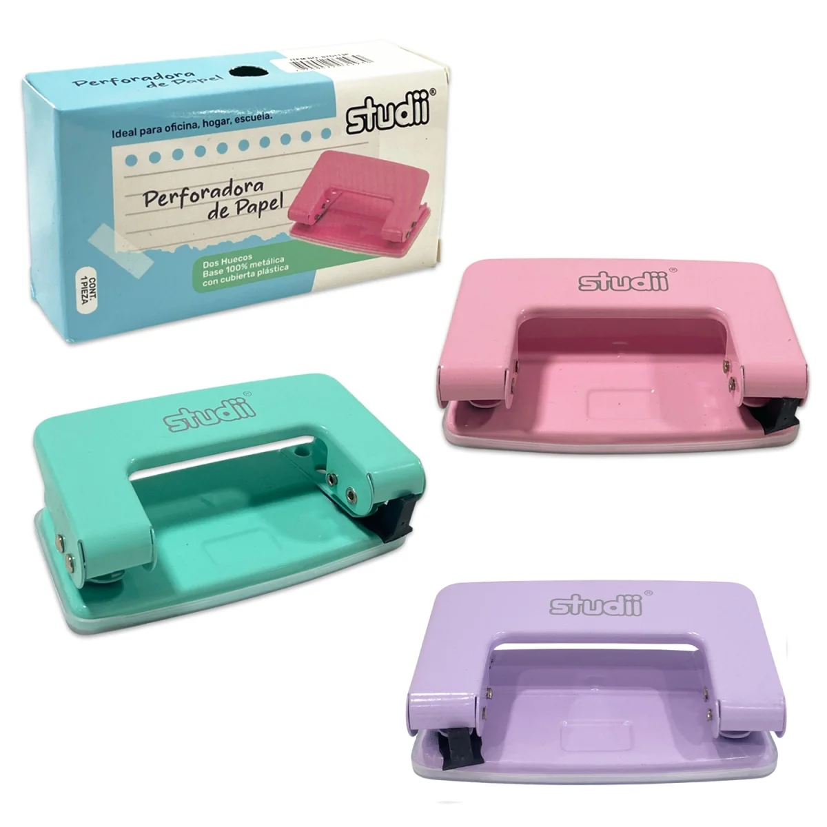 PERFORADORA 2 HUECOS COLOR PASTEL (CJX12)