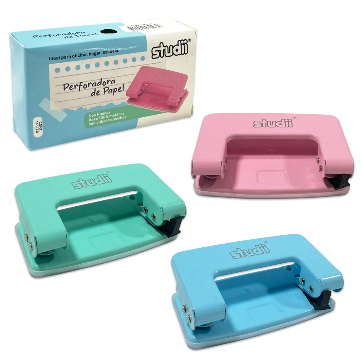 PERFORADORA 2 HUECOS COLOR PASTEL (CJX12)