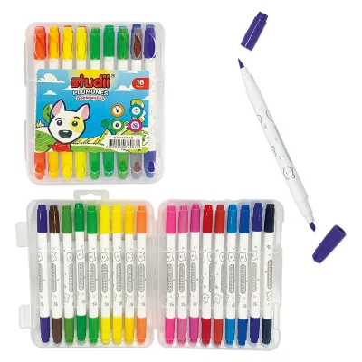 SET PLUMONES DOBLE PUNTA LAVABLES X18 (CJX24)