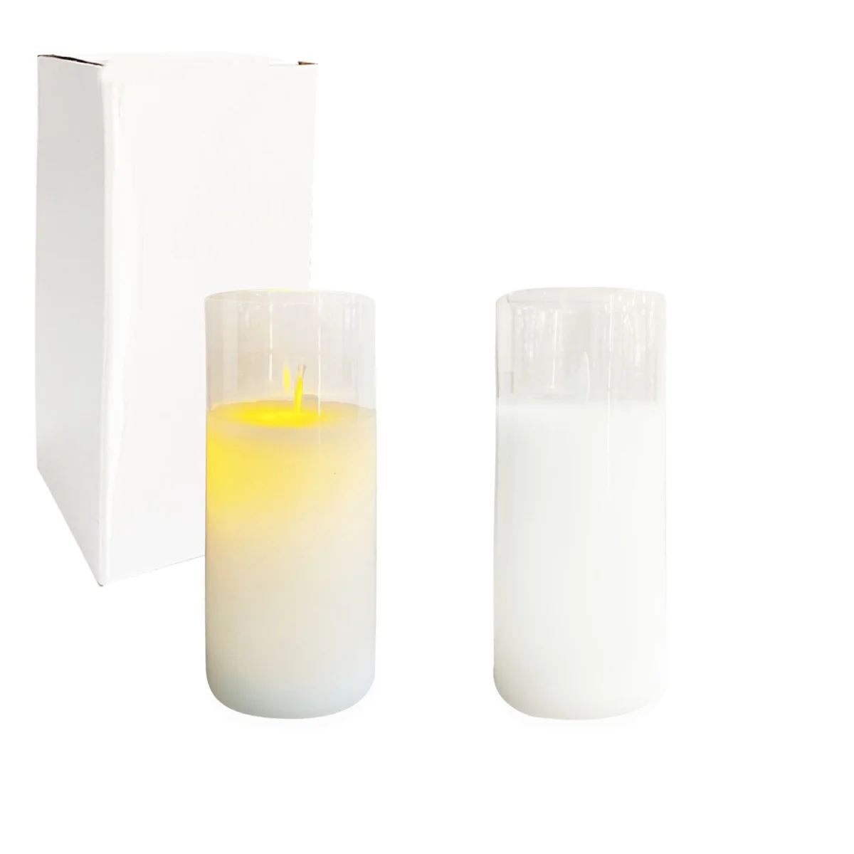 VELON BLANCO EN VIDRIO LUZ CALIDA 7.5*17.5CM (PILA)