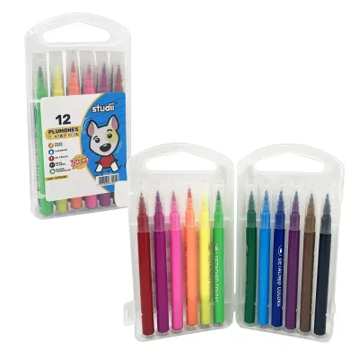 SET PLUMONES PUNTA PINCEL LAVABLES X12