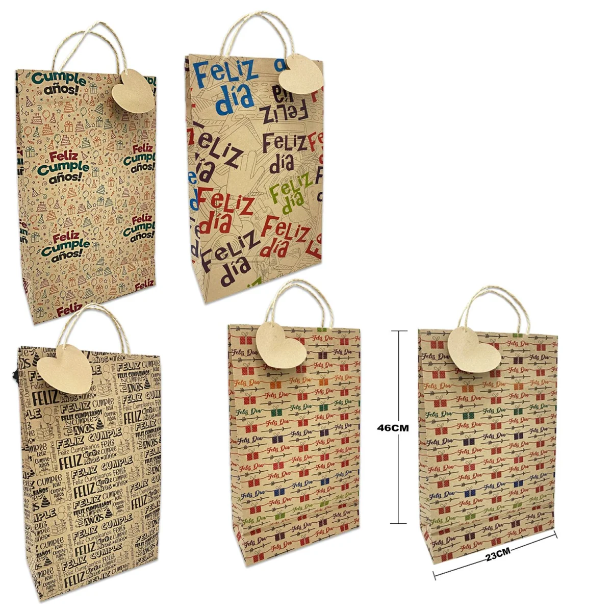 BOLSA DE REGALO ECOLOGICA GD FELIZ DIA (PQTX12)