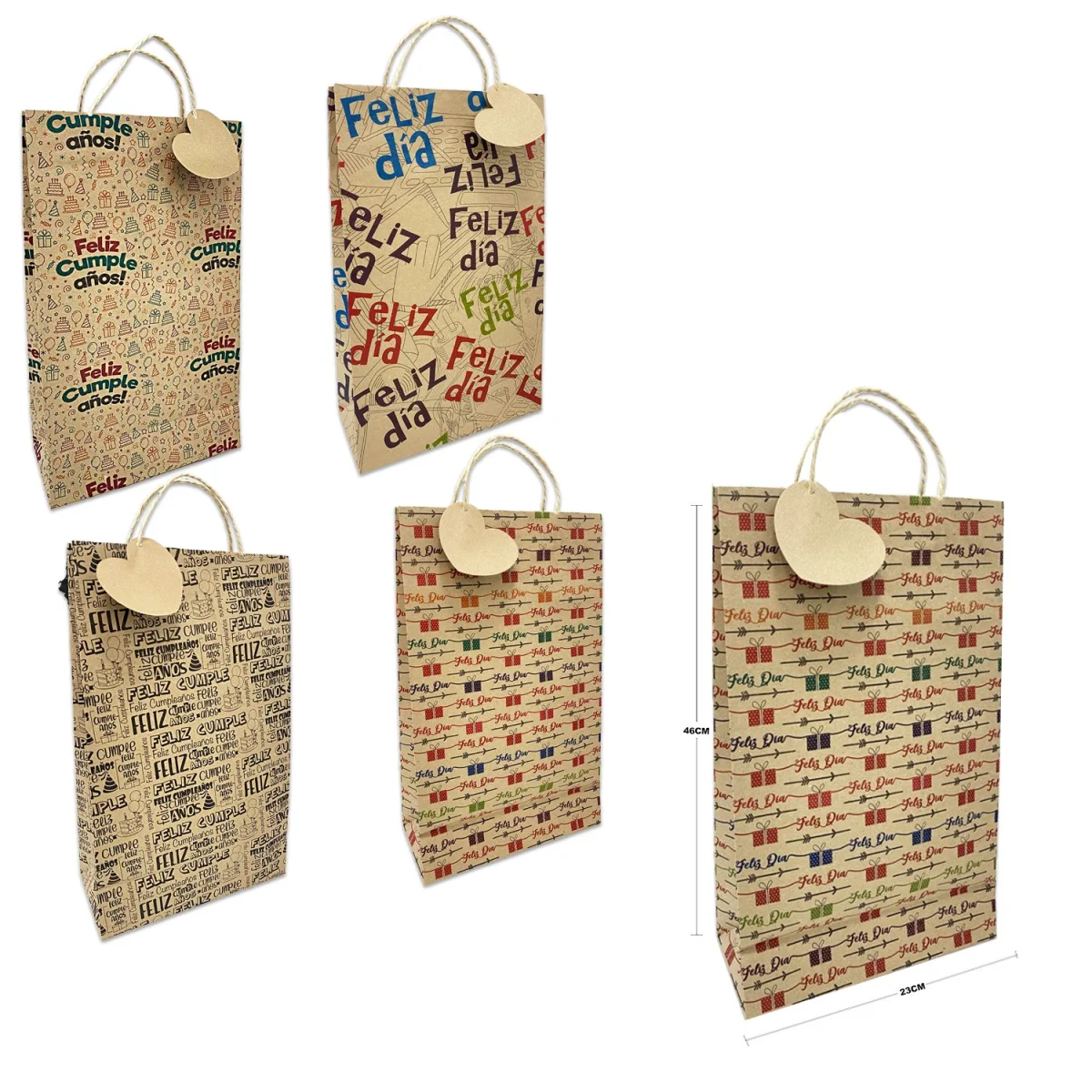 BOLSA DE REGALO ECOLOGICA GD FELIZ DIA (PQTX12)