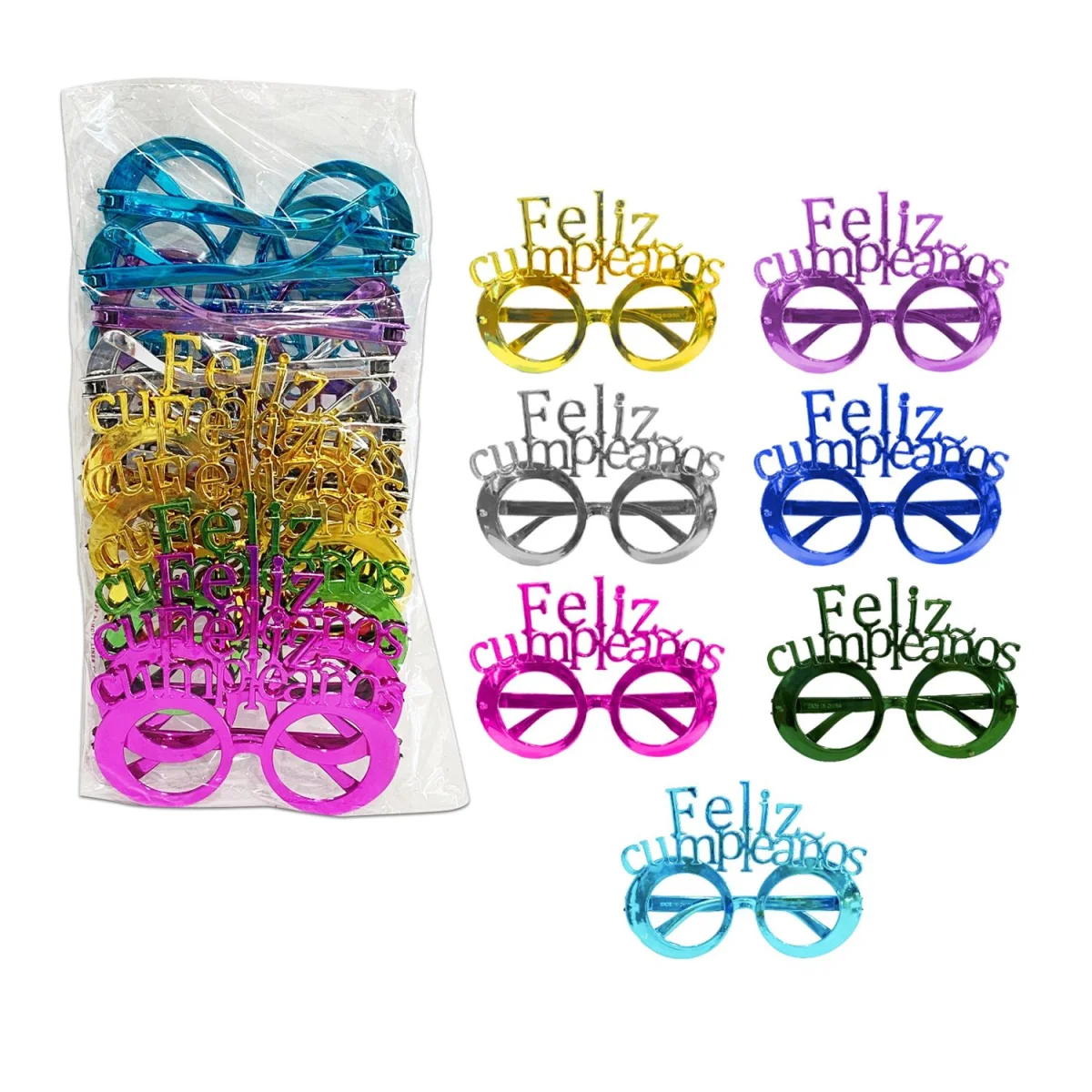 GAFAS BRILANTES FELIZ CUMPLEAÑOS PARA FIESTA (PQTX12)