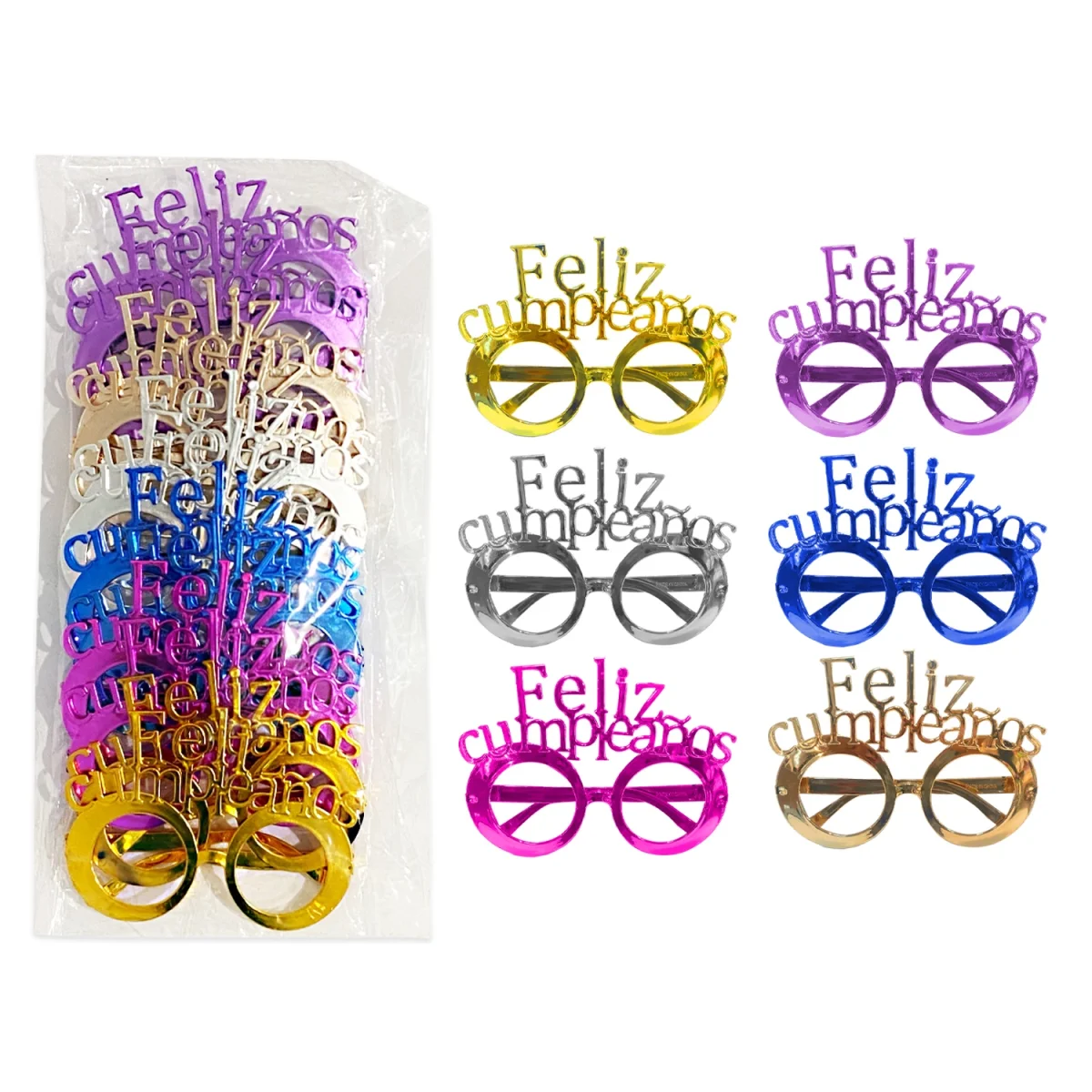 GAFAS BRILANTES FELIZ CUMPLEAÑOS PARA FIESTA (PQTX12)