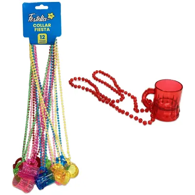 COLLAR COPA COLORES TRANSPARENTE PARA FIESTA 6MM (PQTX12)