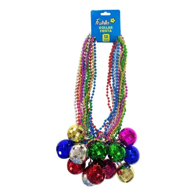 COLLAR BOLA DISCO PARA FIESTA 7MM (PQTX12)