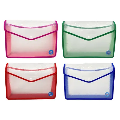 CARPETA BOTON PLASTICA TRANSPARENTE COLORES (PQTX12)