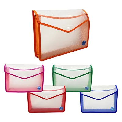 CARPETA BOTON PLASTICA TRANSPARENTE COLORES (PQTX12)