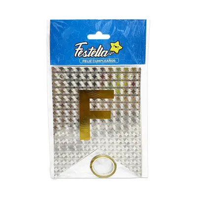 BANDERIN FELIZ CUMPLEAÑOS HOLOGRAMA PLATEADO (PQTX12)