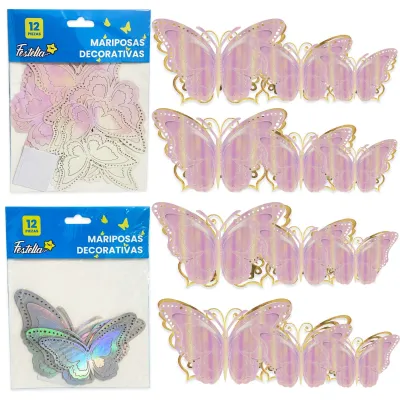 MARIPOSA DECORATIVA SURTIDA X12 (PQTX12)