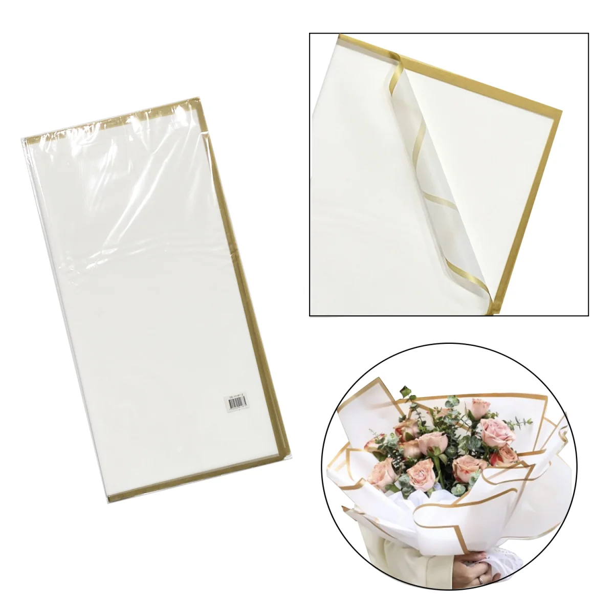 PAPEL COREANO BLANCO BORDE DORADO X20