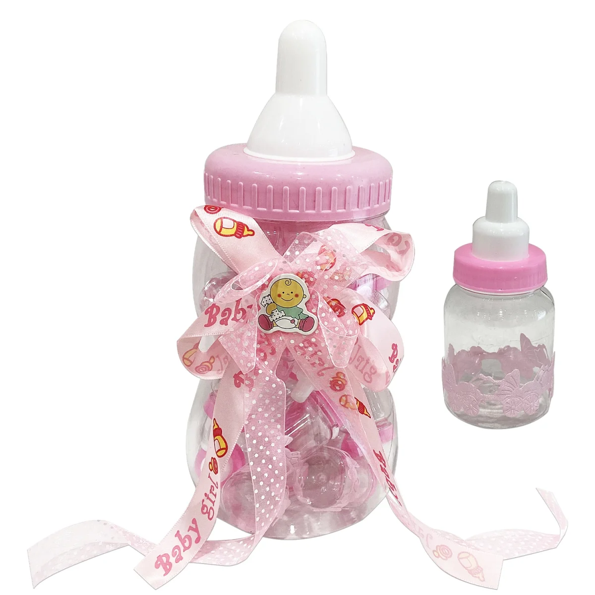 ALCANCIA RECORDATORIO TETERO ROSADO BABY SHOWER X20 33CM