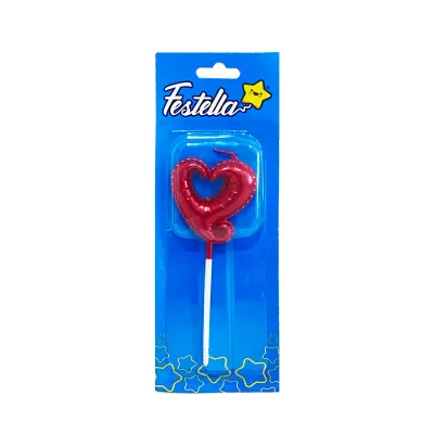 VELA CORAZON CURSIVO ROJO (CJX12)