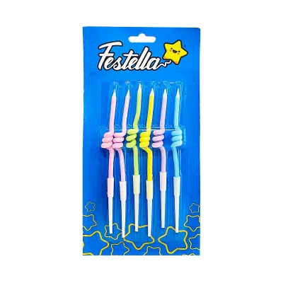VELA ESPIRAL SURTIDA COLORES PASTEL X6 (CJX12)