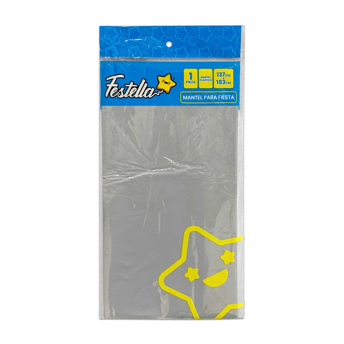 MANTEL PARA FIESTA LISO PLATEADO (PQTX12)