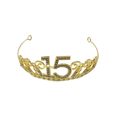 DIADEMA 15 AÑOS METALICA DORADA