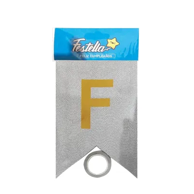 BANDERIN FELIZ CUMPLEAÑOS RELIEVE PLATEADO (PQTX12)