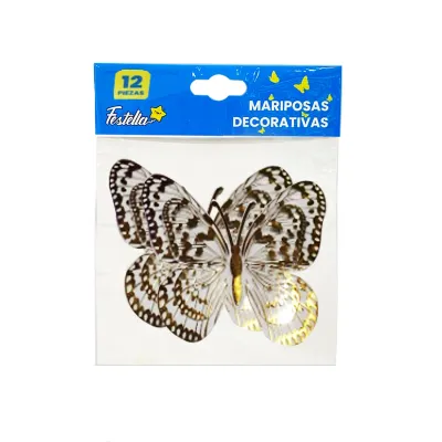 MARIPOSA DECORATIVA DORADA X12 (PQTX12)
