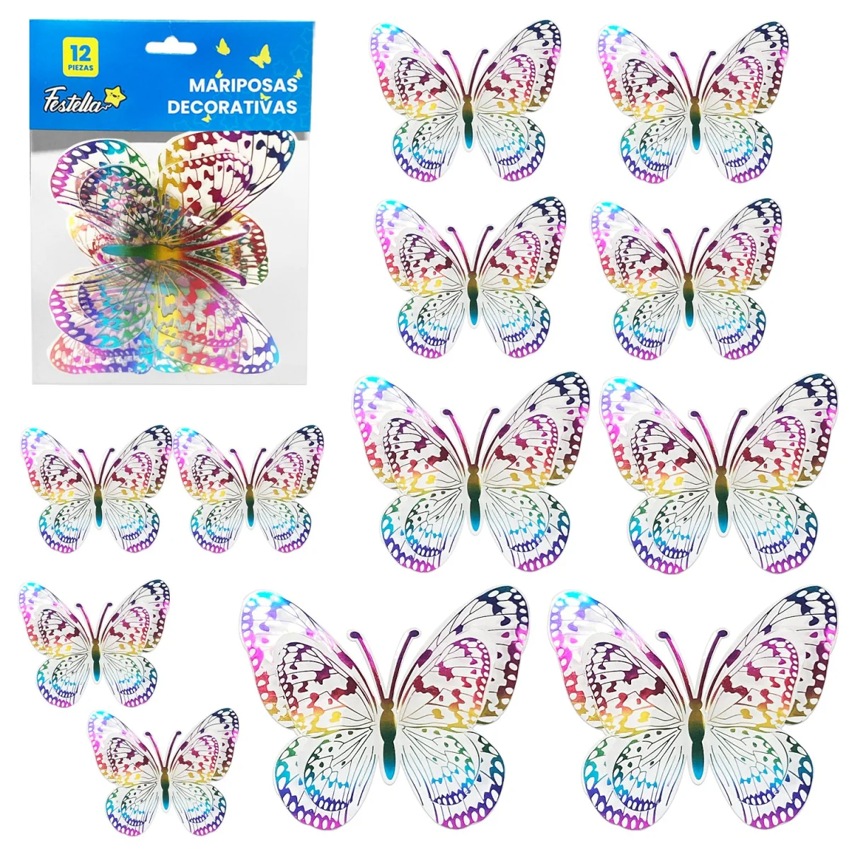 MARIPOSA DECORATIVA TORNASOL X12 (PQTX12)