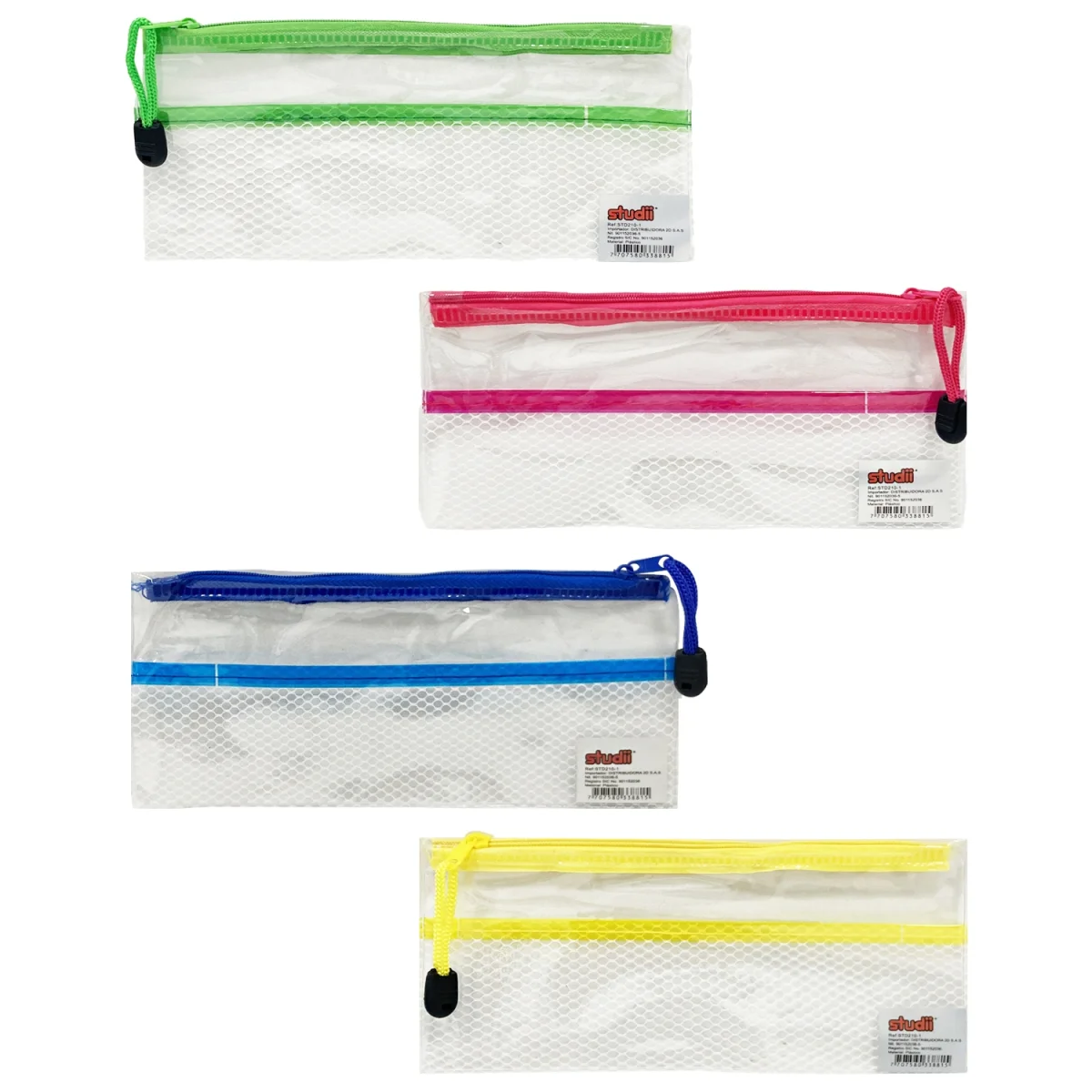 CARTUCHERA TRANSPARENTE COLORES (PQTX12)