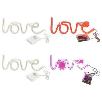 LETRERO LED LOVE LUZ ROJA Y ROSA 34*13CM (PILAS/USB)