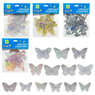 MARIPOSA DECORATIVA SURTIDA X12 (PQTX12)