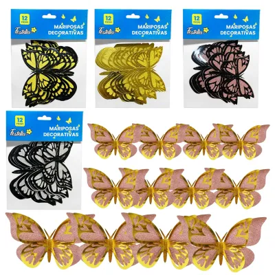 MARIPOSA DECORATIVA SURTIDA X12 (PQTX12)