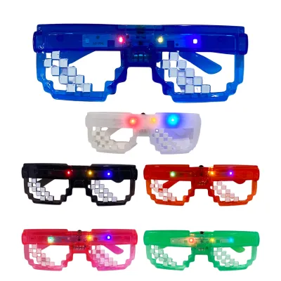 GAFAS NEON PIXELADAS CON LUZ PARA FIESTA (PQTX12)