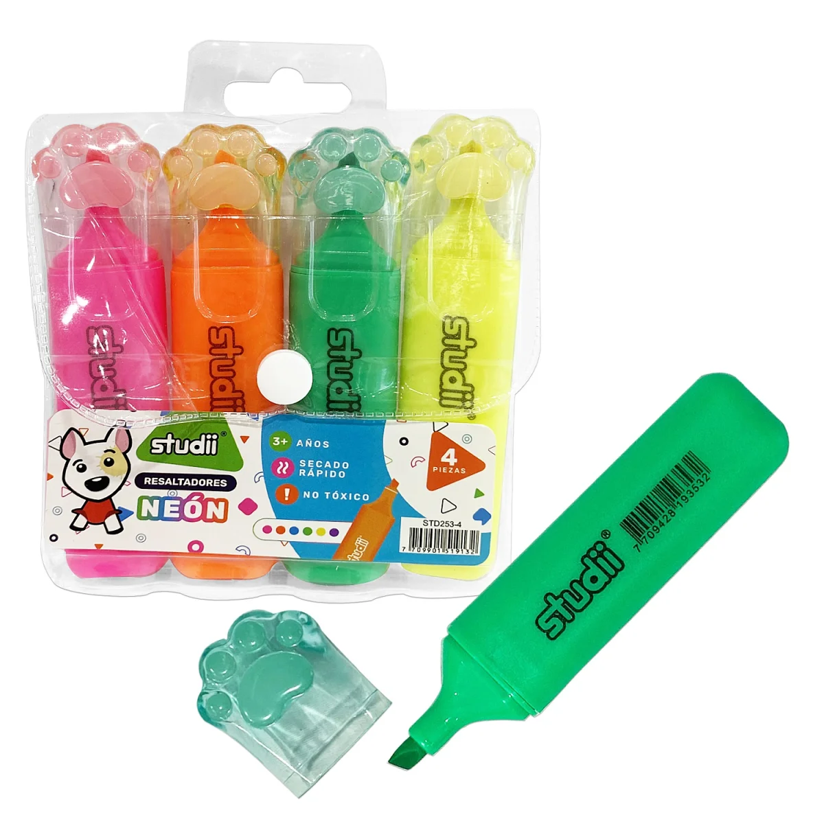 SET RESALTADOR HUELLA NEON X4 (CJX75)