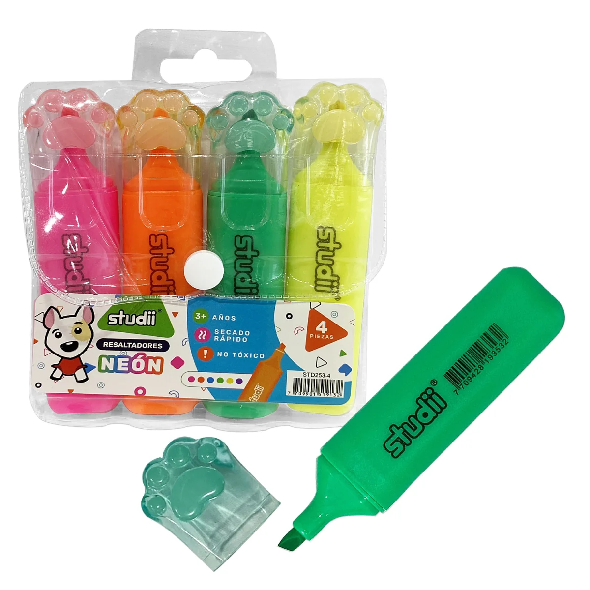 SET RESALTADOR HUELLA NEON X4 (CJX75)