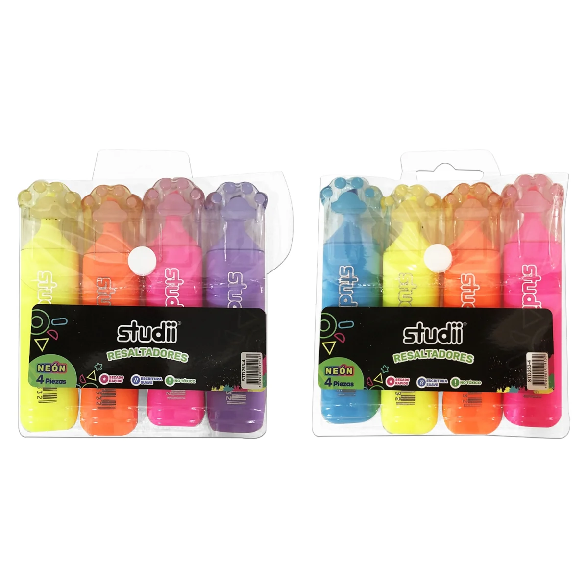 SET RESALTADOR HUELLA NEON X4 (CJX75)