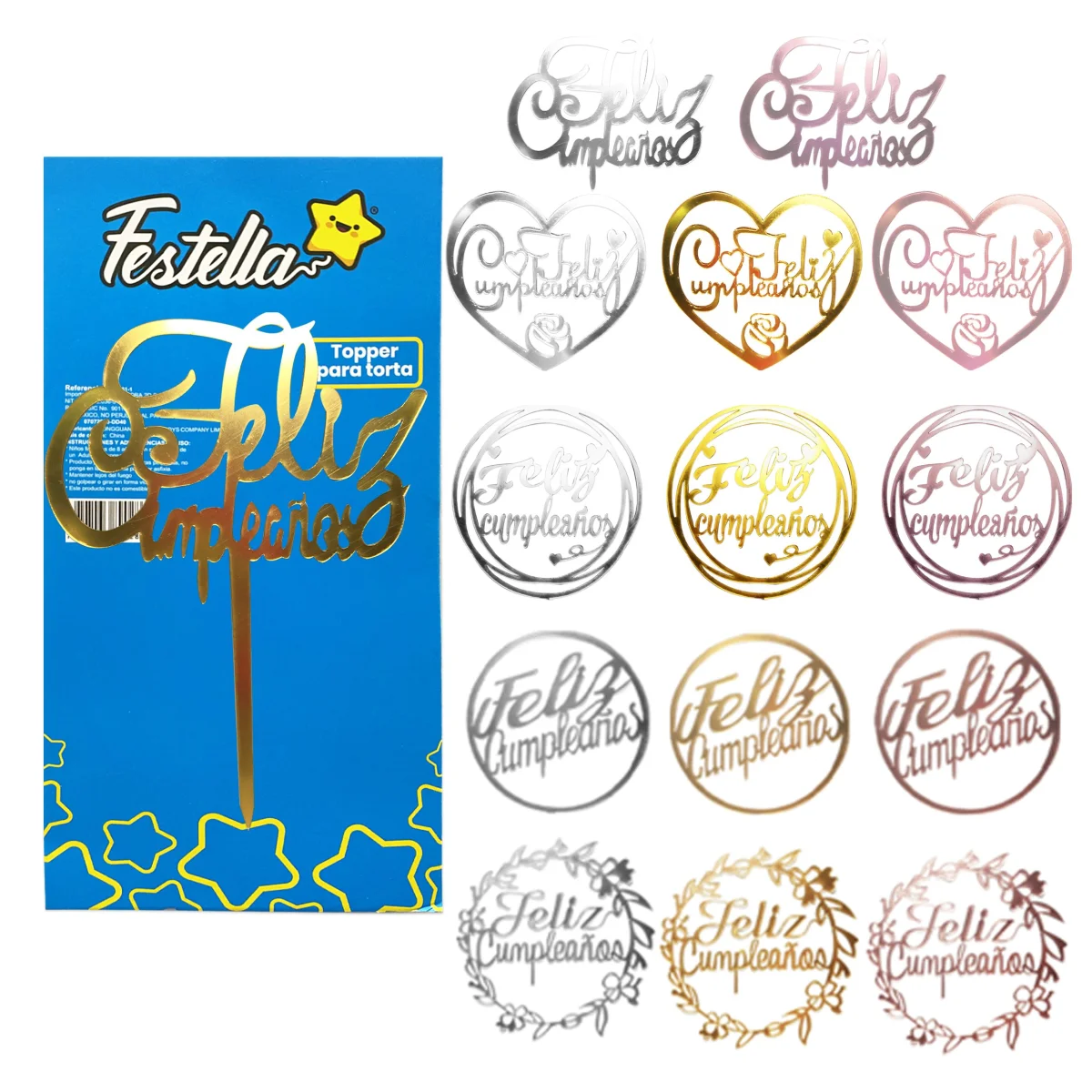 ADORNO FELIZ CUMPLEAÑOS PARA PASTEL (PQTX12)