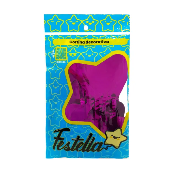 CORTINA DE FIESTA CORAZON FUCSIA 2*1M (PQTX12)