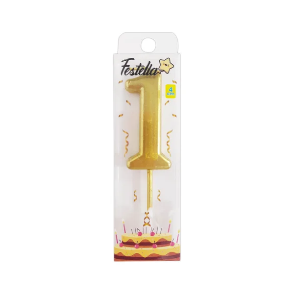 VELA NUMERO #1 DORADO 4.5CM (CJX12)