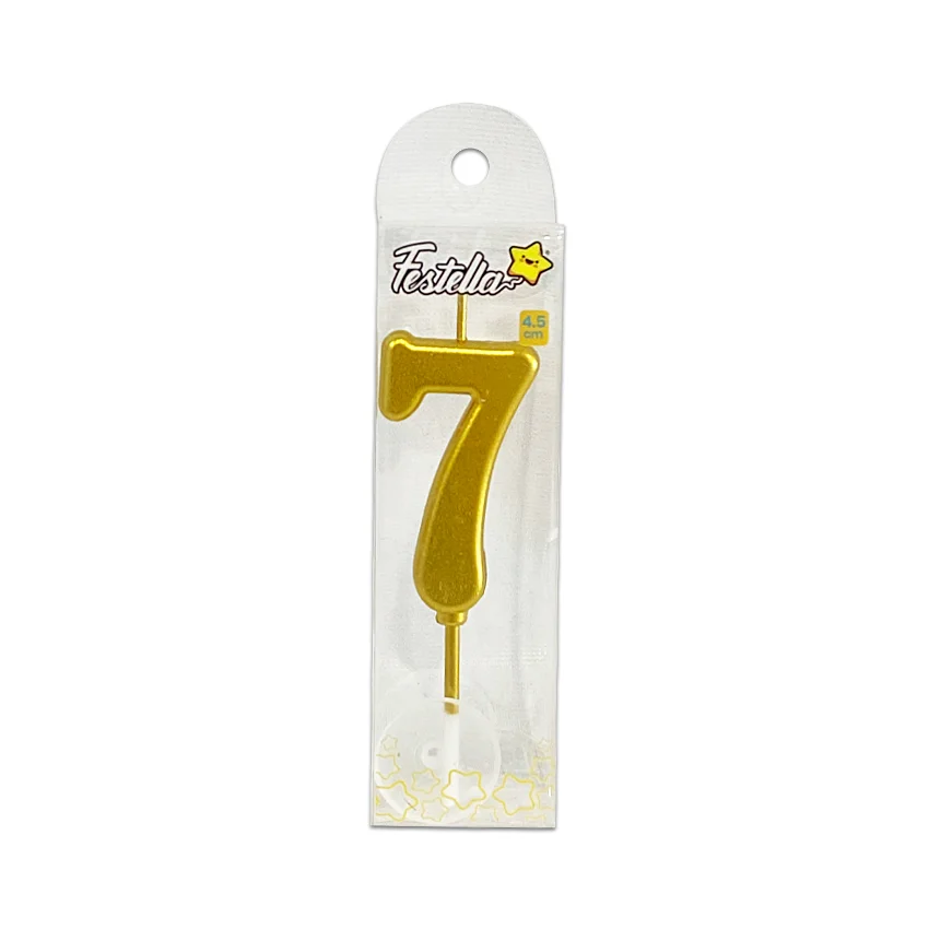 VELA NUMERO #7 DORADO 4.5CM (CJX12)
