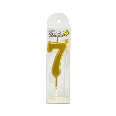 VELA NUMERO #7 DORADO 4.5CM (CJX12)