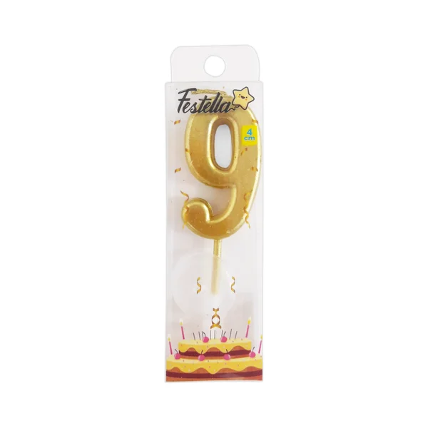 VELA NUMERO #9 DORADO 4.5CM (CJX12)