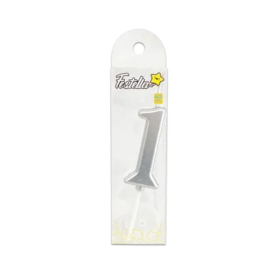 VELA NUMERO #1 PLATEADA 4.5CM (CJX12)