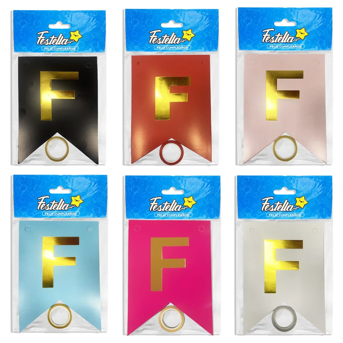 BANDERIN FELIZ CUMPLEAÑOS LISO (PQTX12)