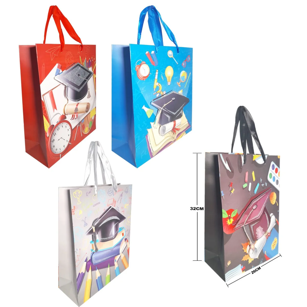 BOLSA REGALO GRADUACION 32*26*10CM(PQX12)