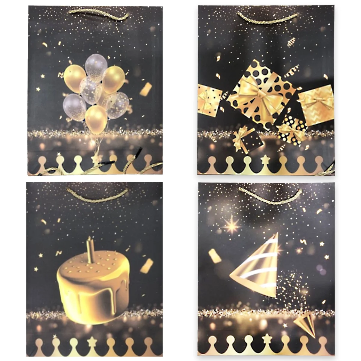 BOLSA REGALO FIESTA 26*32*10 CM (PQTX12)